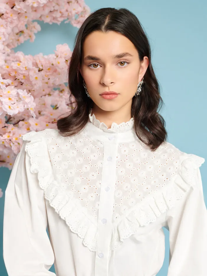 Women Sister Jane Tops Dancing Blooms Blouse Snow White