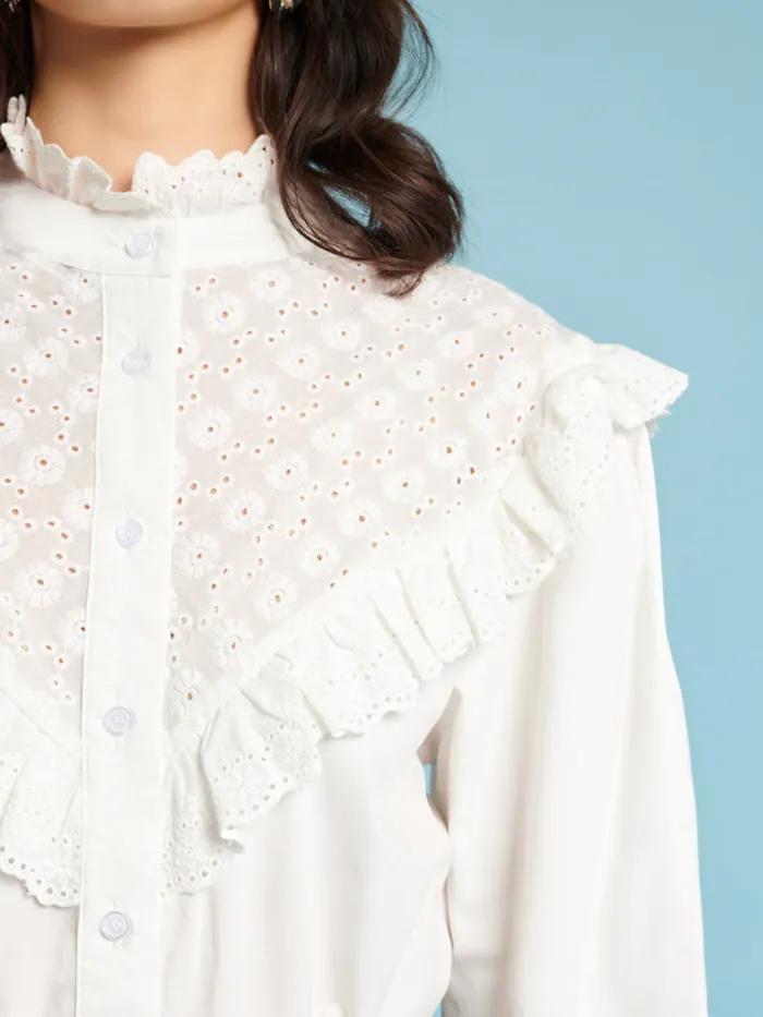 Women Sister Jane Tops Dancing Blooms Blouse Snow White
