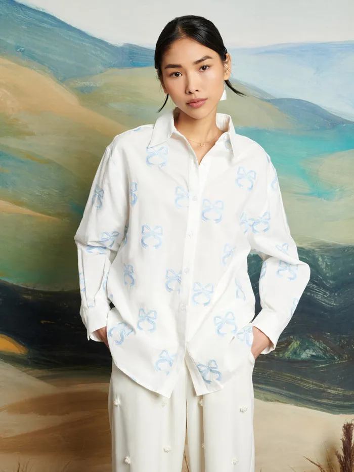 Women Sister Jane Tops DREAM Cassia Embroidered Shirt Pearl White