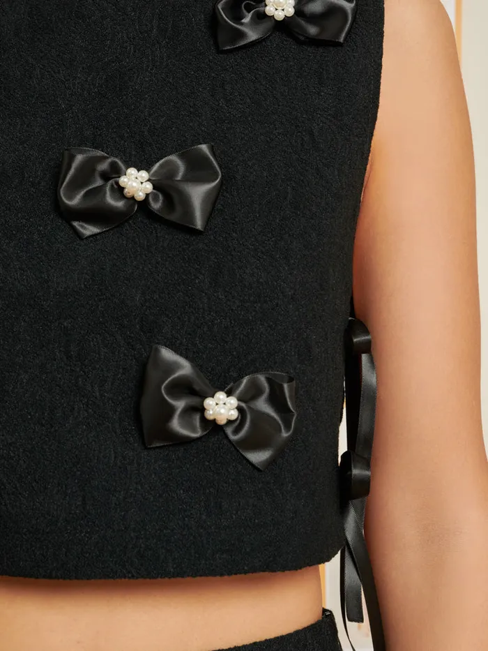 Women Sister Jane Tops DREAM Little Things Vest Top Ebony Black