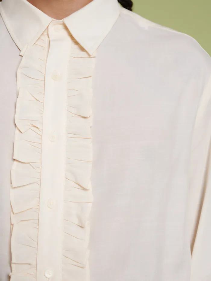 Women Sister Jane Tops Freddie Ruffle Shirt Pearl Ivory