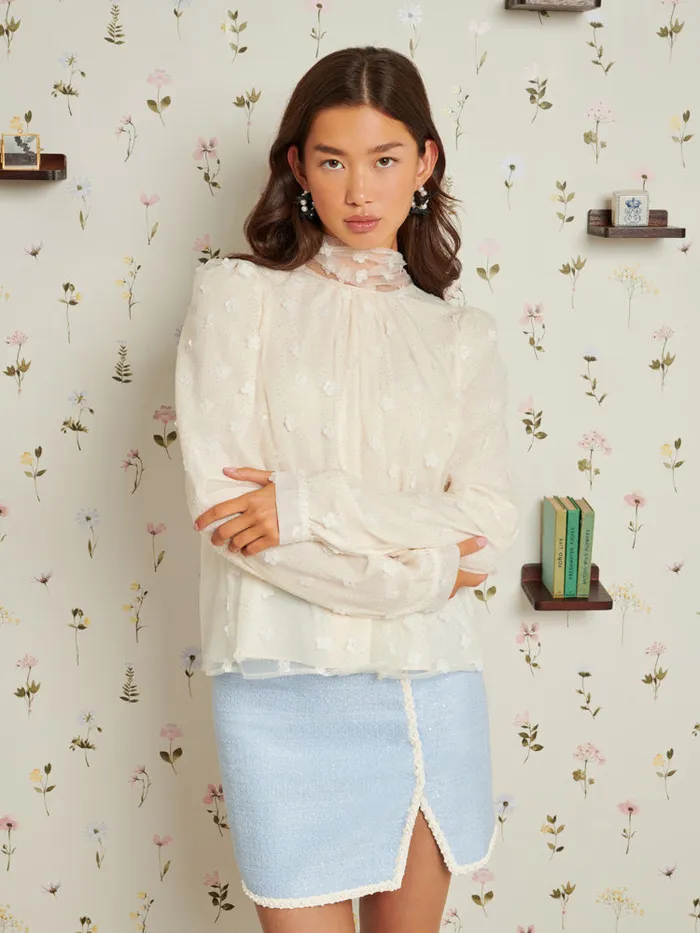 Women Sister Jane Tops Mementos Tulle Blouse Pearl Ivory