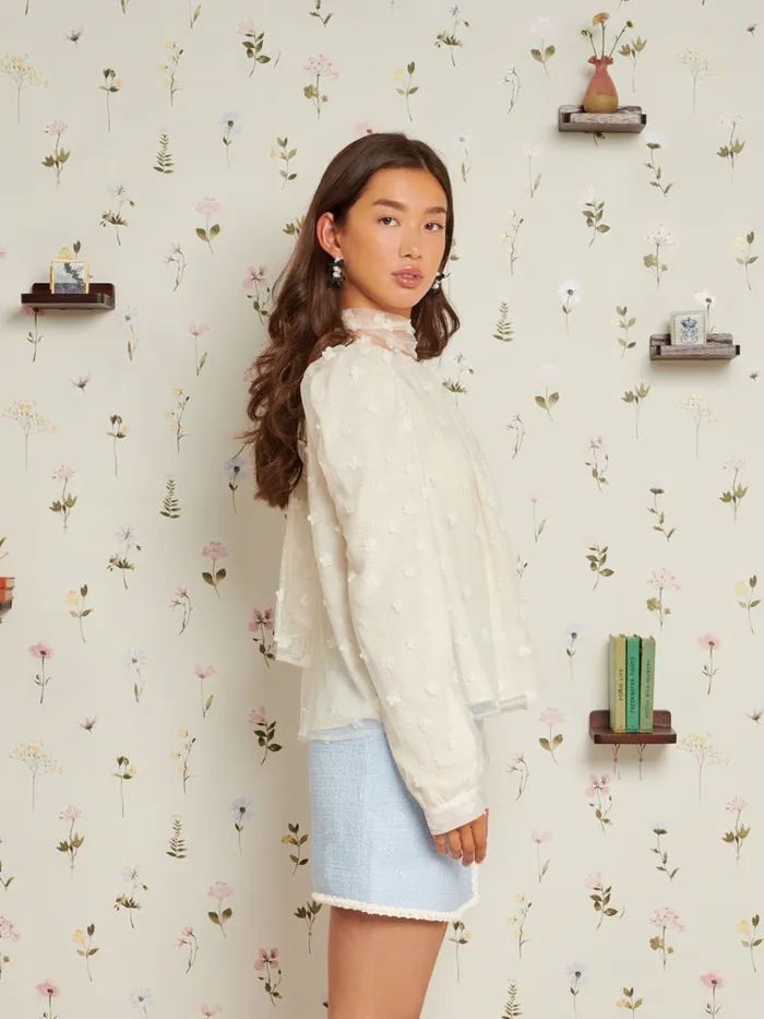 Women Sister Jane Tops Mementos Tulle Blouse Pearl Ivory