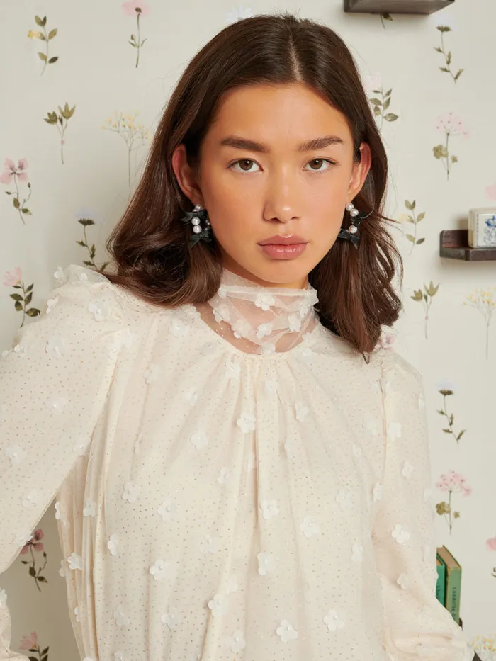 Women Sister Jane Tops Mementos Tulle Blouse Pearl Ivory