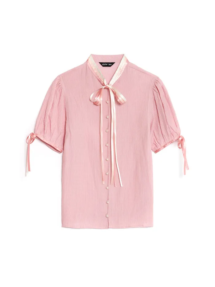 Women Sister Jane Tops Moments Bow Blouse Baby Pink