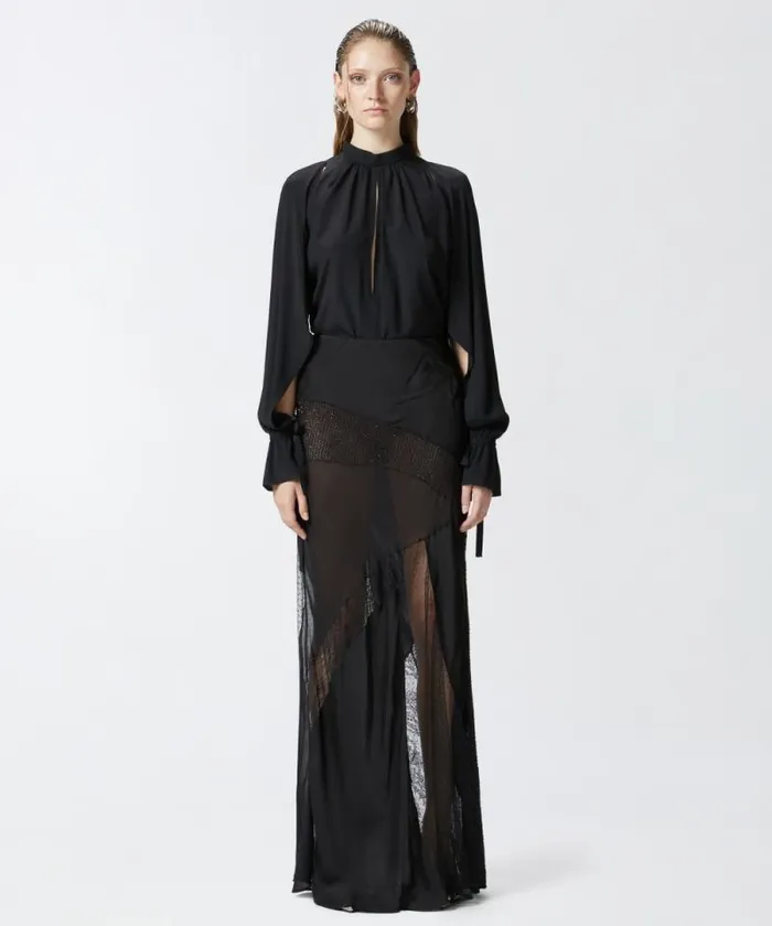 Women Skirts Pinko Elegant Patchwork Skirt Limo Black