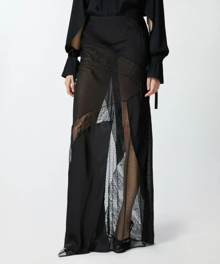 Women Skirts Pinko Elegant Patchwork Skirt Limo Black Women Skirts Pinko Elegant Patchwork Skirt Limo Black