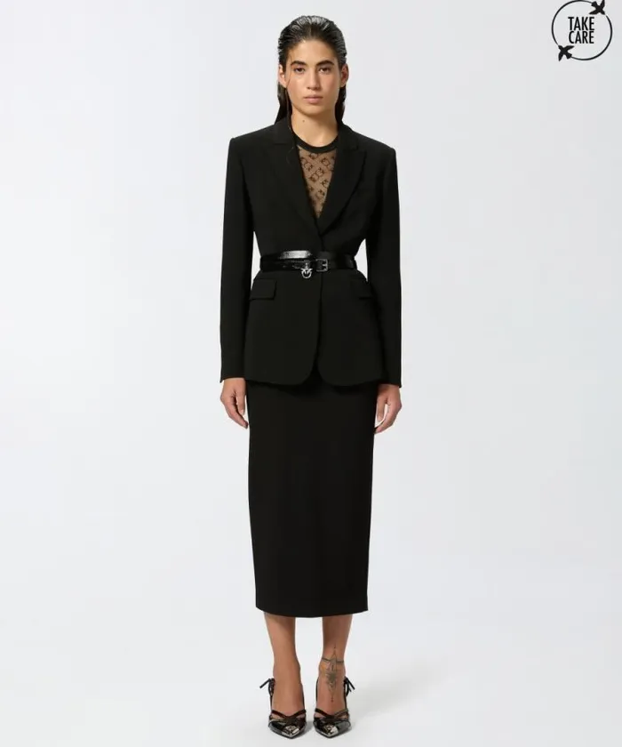 Women Skirts Pinko Long Pencil Skirt With Slit Limo Black