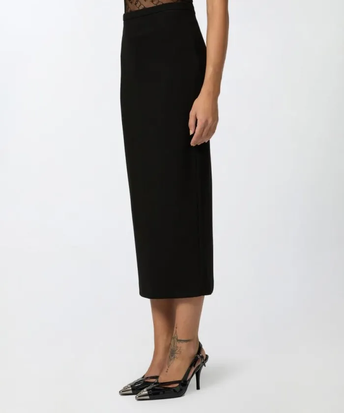 Women Skirts Pinko Long Pencil Skirt With Slit Limo Black Women Skirts Pinko Long Pencil Skirt With Slit Limo Black