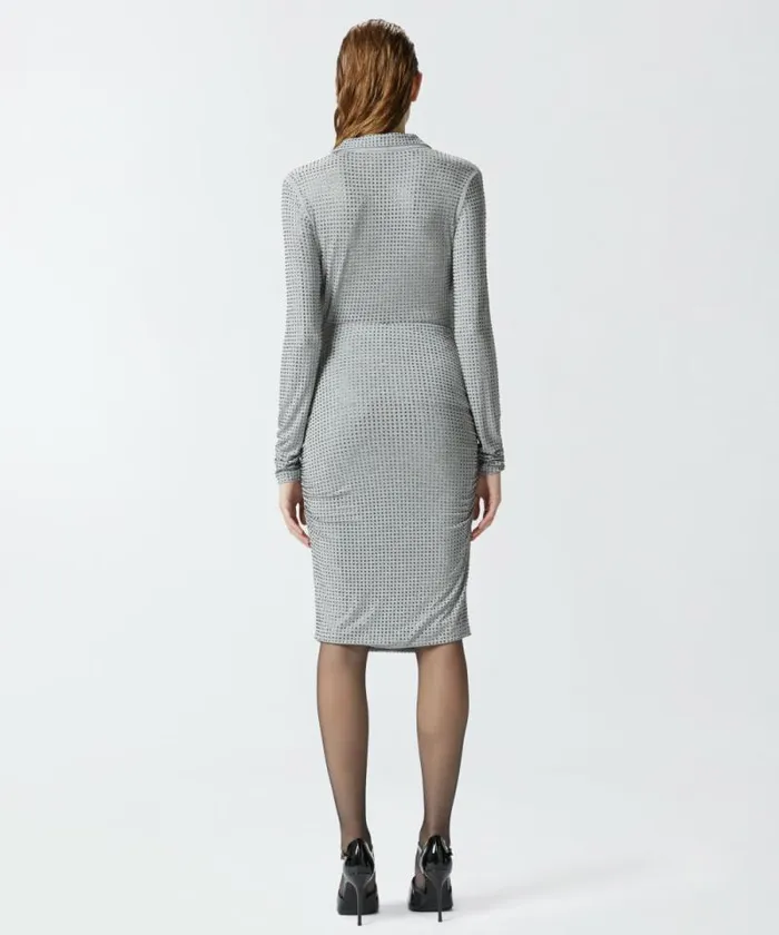 Women Skirts Pinko Pencil Skirt With Applied Rhinestones Drizzle Grey Women Skirts Pinko Pencil Skirt With Applied Rhinestones Drizzle Grey