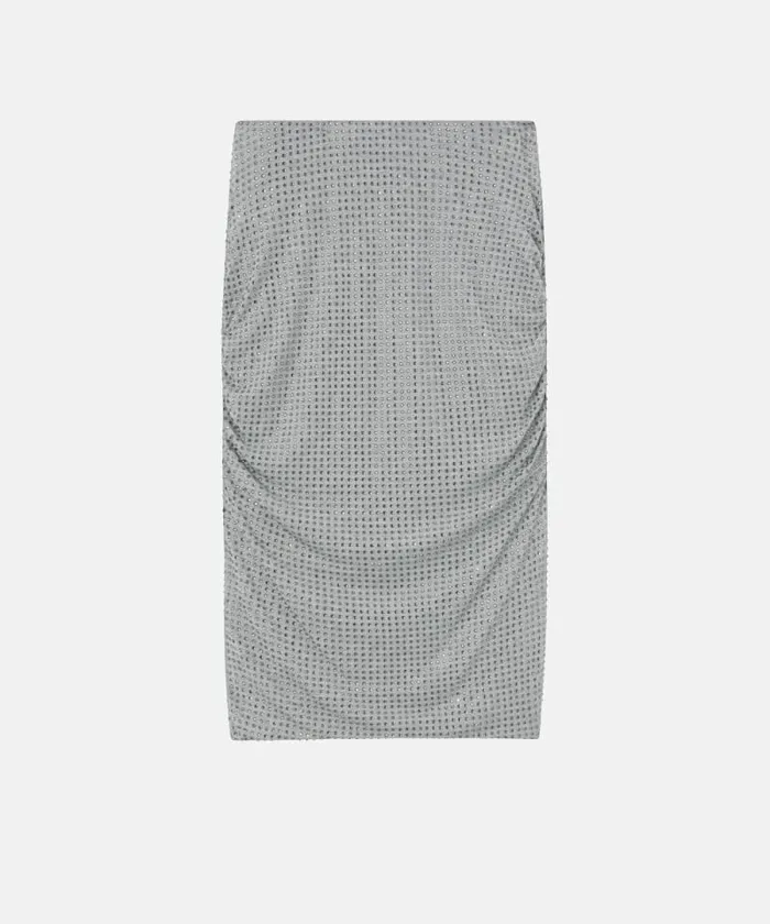Women Skirts Pinko Pencil Skirt With Applied Rhinestones Drizzle Grey Women Skirts Pinko Pencil Skirt With Applied Rhinestones Drizzle Grey