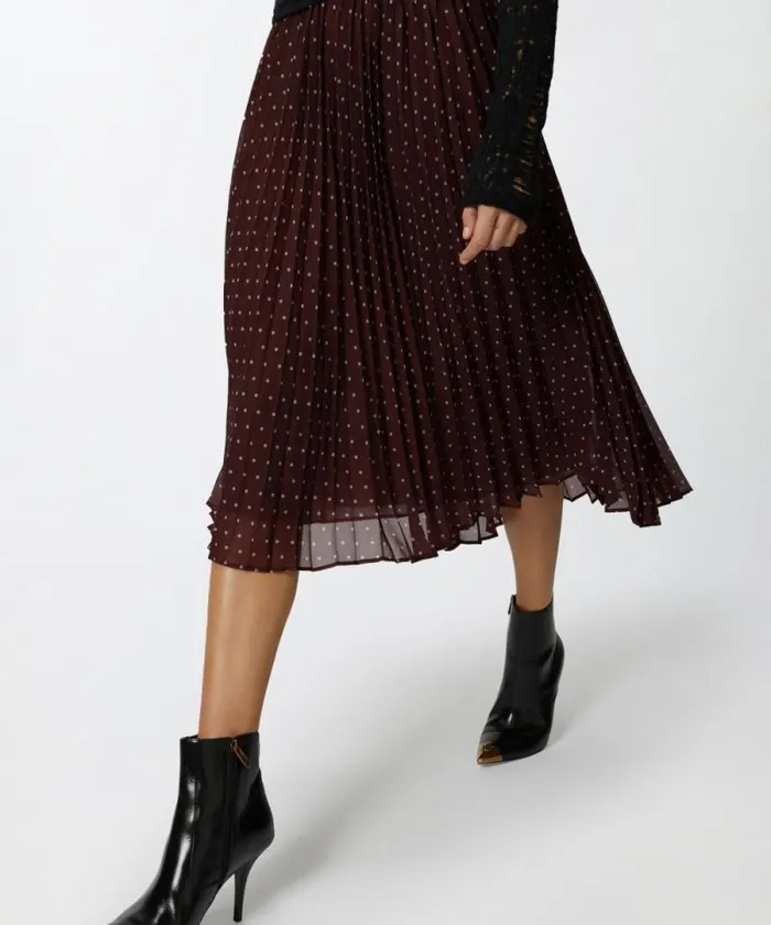 Women Skirts Pinko Polka Dotprint Chiffon Midi Skirt Burgundypale Blue Women Skirts Pinko Polka Dotprint Chiffon Midi Skirt Burgundypale Blue