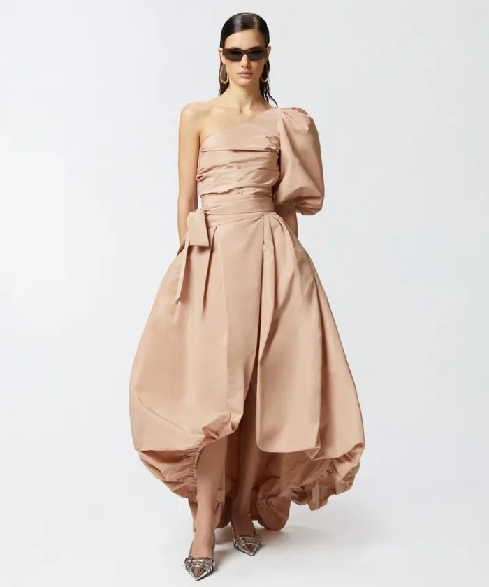 Women Skirts Pinko Wide Taffeta Skirt With Bow Cameo Pink