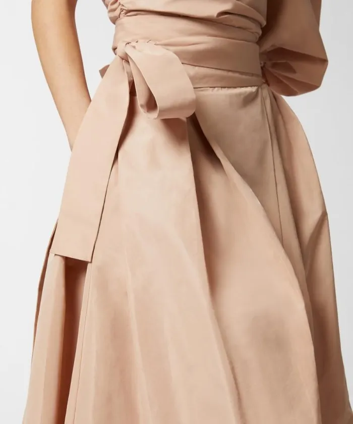 Women Skirts Pinko Wide Taffeta Skirt With Bow Cameo Pink Women Skirts Pinko Wide Taffeta Skirt With Bow Cameo Pink