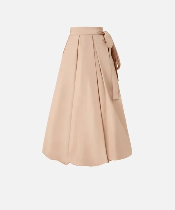 Women Skirts Pinko Wide Taffeta Skirt With Bow Cameo Pink Women Skirts Pinko Wide Taffeta Skirt With Bow Cameo Pink