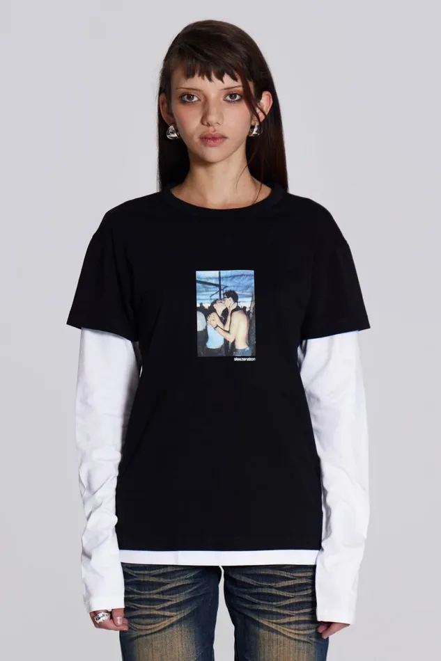 Women Sleazenation Double Layer Kiss Tee Jaded London TShirts