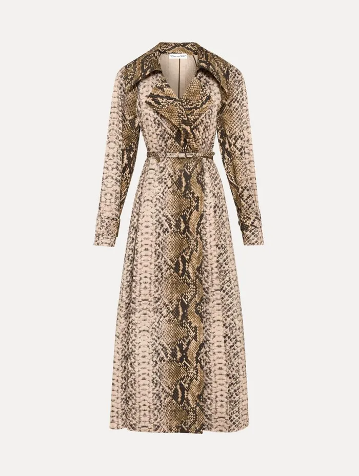 Women Snake Cotton Trench Coat Olive Oscar De La Renta Jackets and Coats