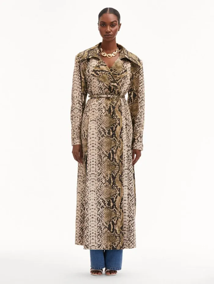 Women Snake Cotton Trench Coat Olive Oscar De La Renta Jackets and Coats Women Snake Cotton Trench Coat Olive Oscar De La Renta Jackets and Coats