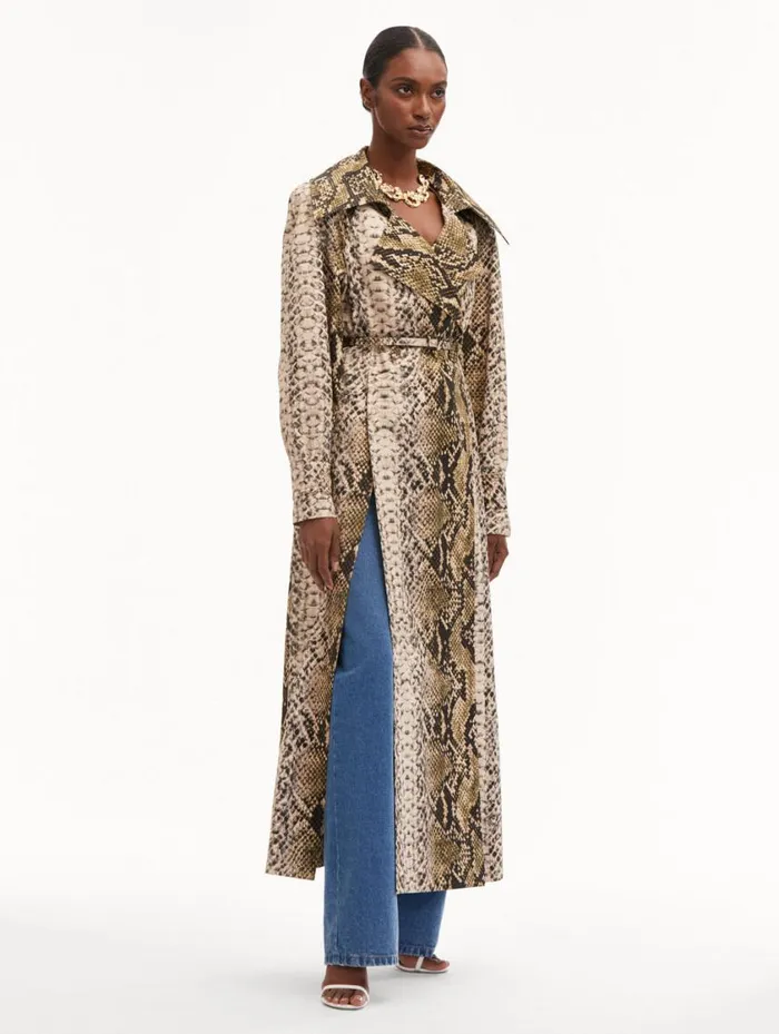 Women Snake Cotton Trench Coat Olive Oscar De La Renta Jackets and Coats Women Snake Cotton Trench Coat Olive Oscar De La Renta Jackets and Coats