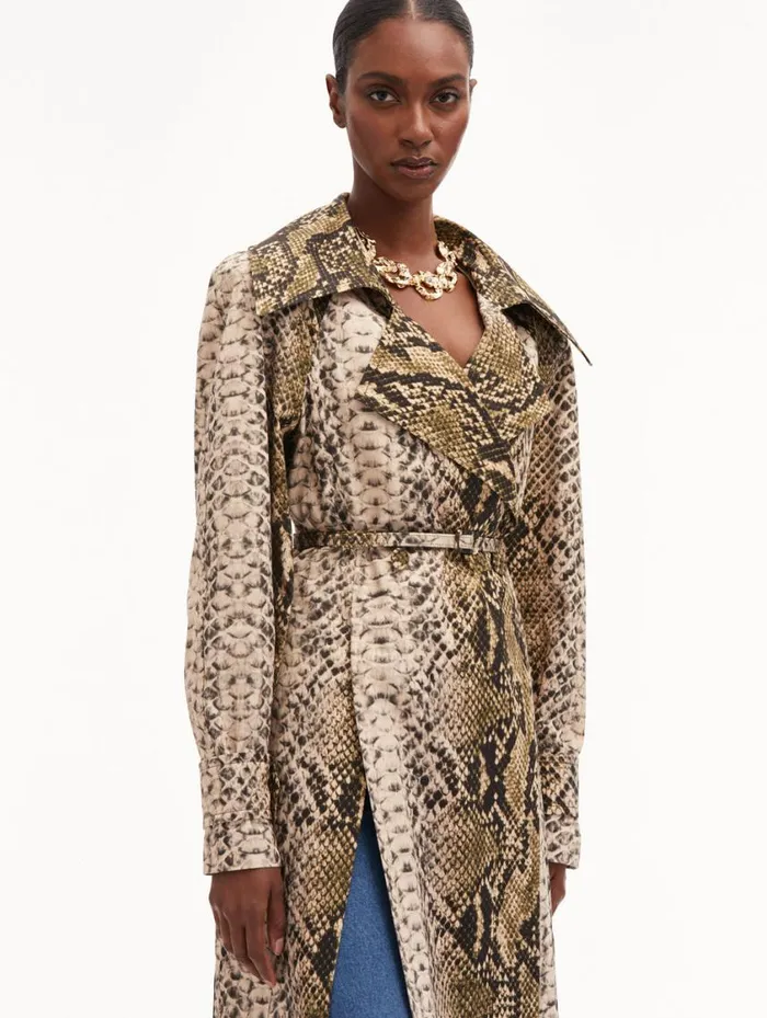 Women Snake Cotton Trench Coat Olive Oscar De La Renta Jackets and Coats Women Snake Cotton Trench Coat Olive Oscar De La Renta Jackets and Coats