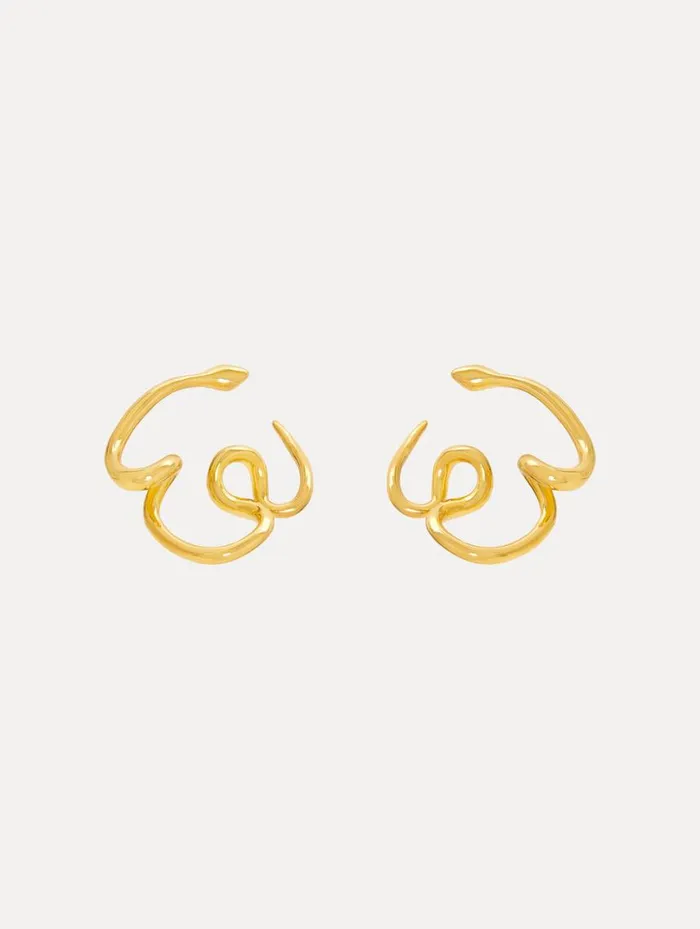 Women Snake Hoop Earrings Gold Oscar De La Renta Earrings