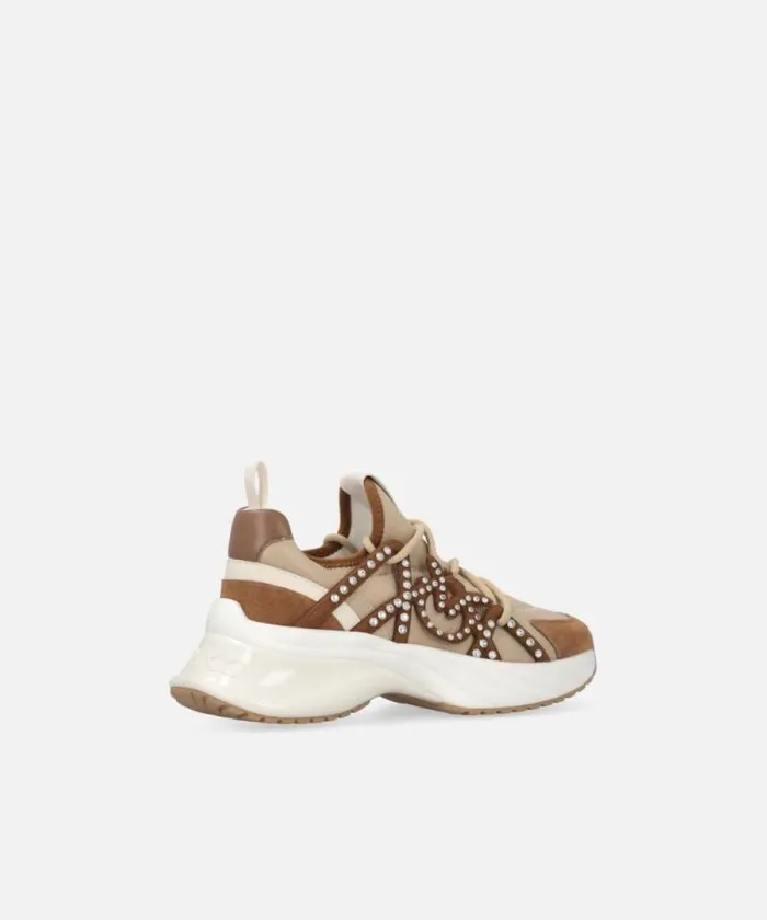 Women Sneakers Pinko Ariel Sneakers With Laces And Rhinestones Rope Beige Women Sneakers Pinko Ariel Sneakers With Laces And Rhinestones Rope Beige