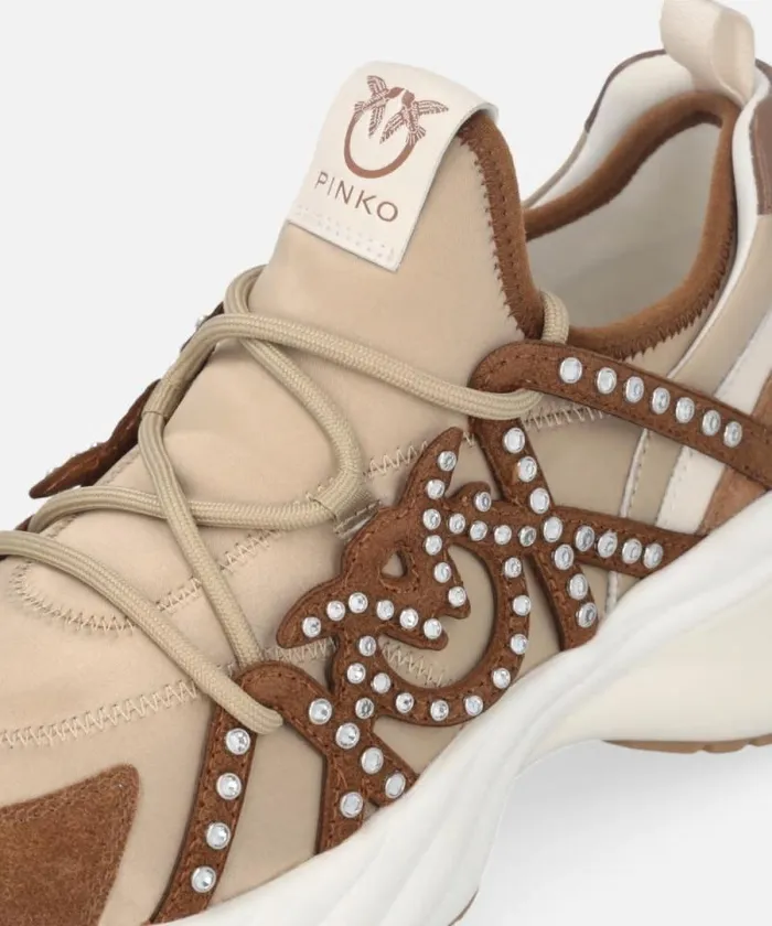 Women Sneakers Pinko Ariel Sneakers With Laces And Rhinestones Rope Beige Women Sneakers Pinko Ariel Sneakers With Laces And Rhinestones Rope Beige