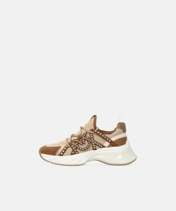 Women Sneakers Pinko Ariel Sneakers With Laces And Rhinestones Rope Beige Women Sneakers Pinko Ariel Sneakers With Laces And Rhinestones Rope Beige