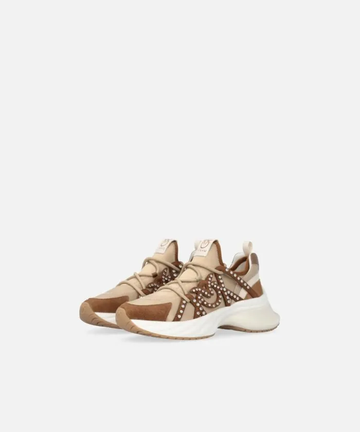 Women Sneakers Pinko Ariel Sneakers With Laces And Rhinestones Rope Beige Women Sneakers Pinko Ariel Sneakers With Laces And Rhinestones Rope Beige