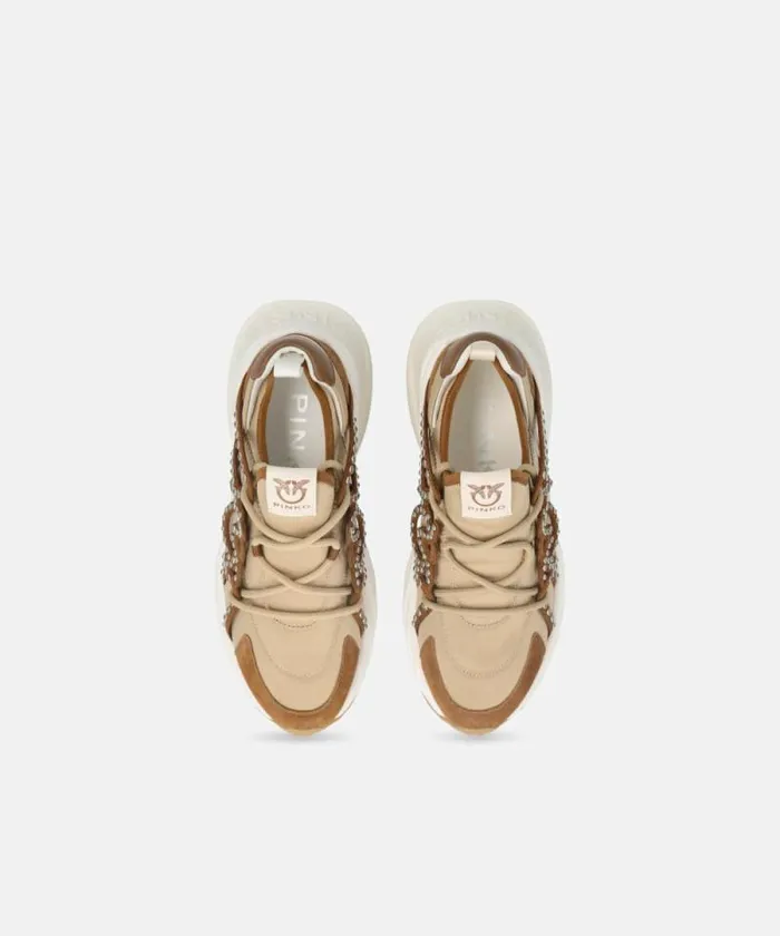 Women Sneakers Pinko Ariel Sneakers With Laces And Rhinestones Rope Beige Women Sneakers Pinko Ariel Sneakers With Laces And Rhinestones Rope Beige