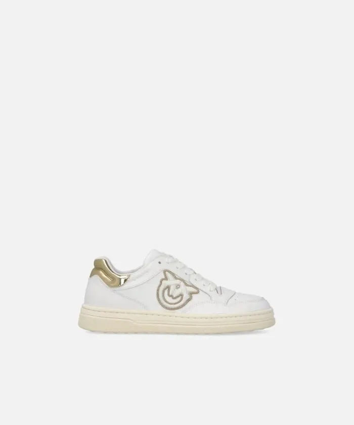 Women Sneakers Pinko Leather Sneakers With Metallic Details Whiteplatinum