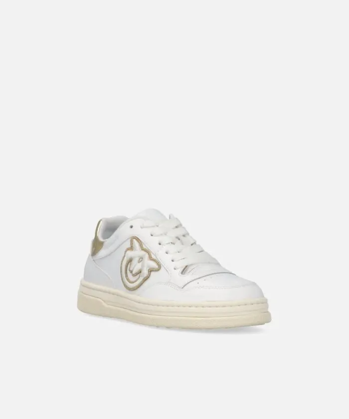 Women Sneakers Pinko Leather Sneakers With Metallic Details Whiteplatinum Women Sneakers Pinko Leather Sneakers With Metallic Details Whiteplatinum