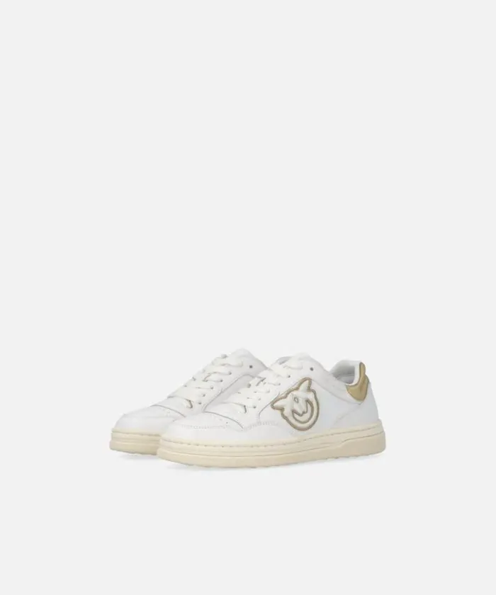 Women Sneakers Pinko Leather Sneakers With Metallic Details Whiteplatinum Women Sneakers Pinko Leather Sneakers With Metallic Details Whiteplatinum