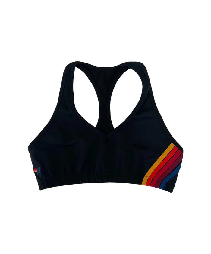 Women Sports Bras Aviator Nation 5 Stripe Sports Bra 8211 Black