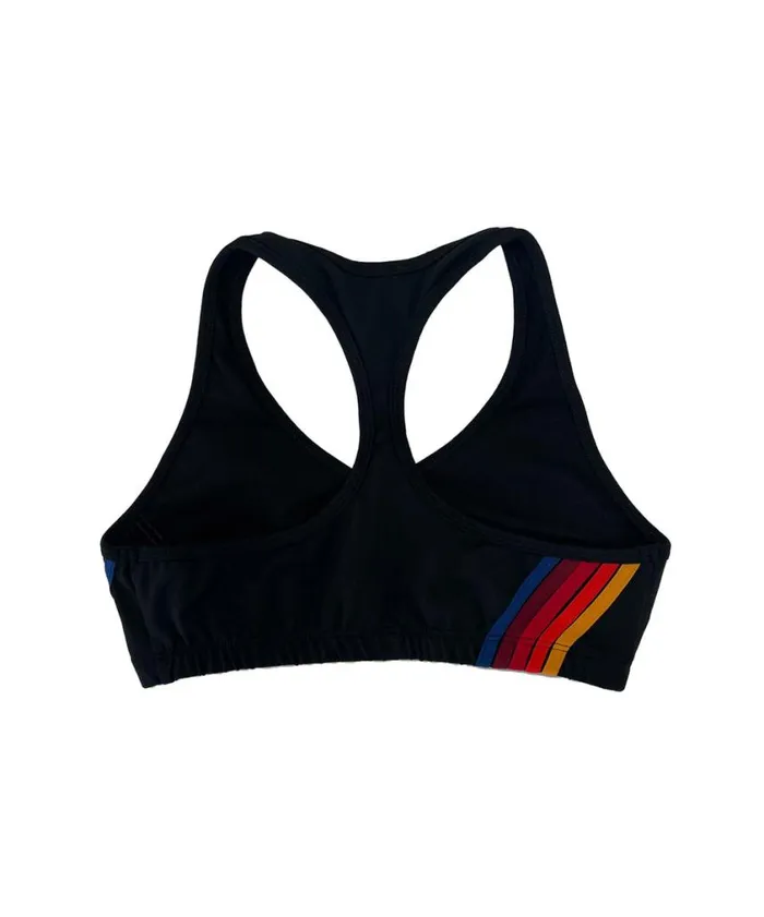 Women Sports Bras Aviator Nation 5 Stripe Sports Bra 8211 Black