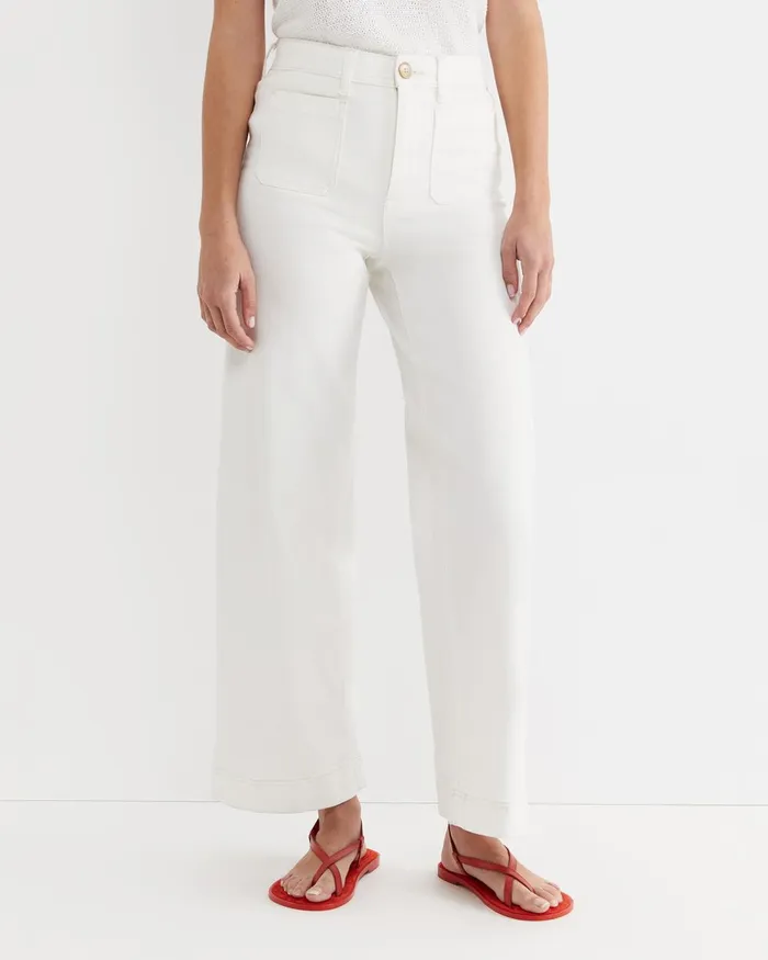 Women Sportscraft Pants Nili Wide Leg Jean Ivory