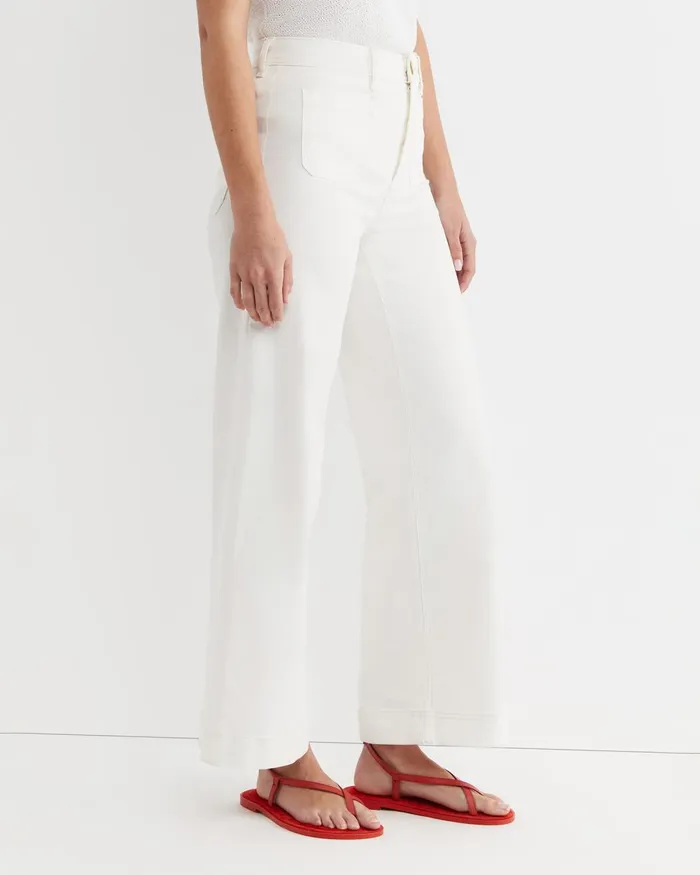 Women Sportscraft Pants Nili Wide Leg Jean Ivory