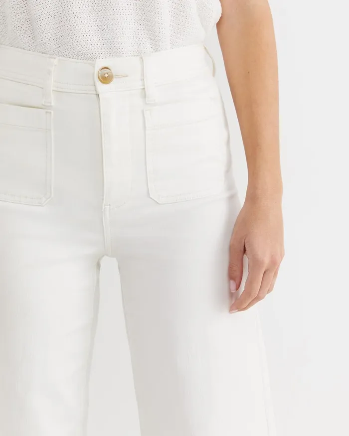 Women Sportscraft Pants Nili Wide Leg Jean Ivory