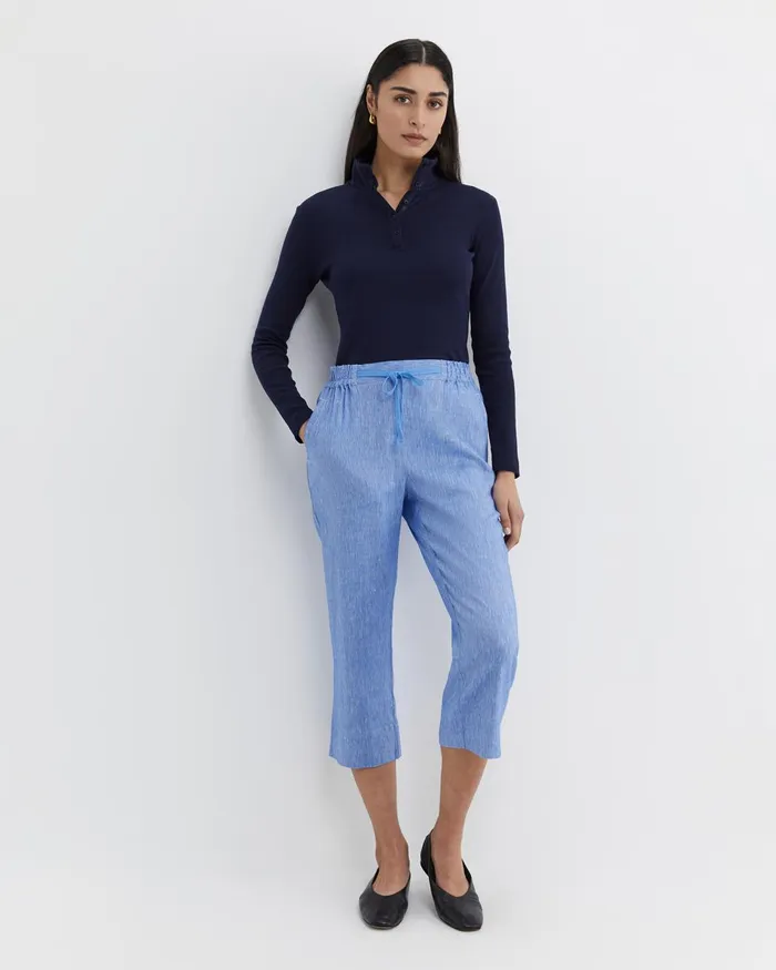 Women Sportscraft Pants Rosa Crop Linen Pant Cerulean