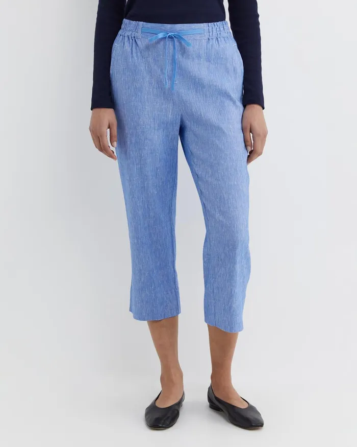 Women Sportscraft Pants Rosa Crop Linen Pant Cerulean