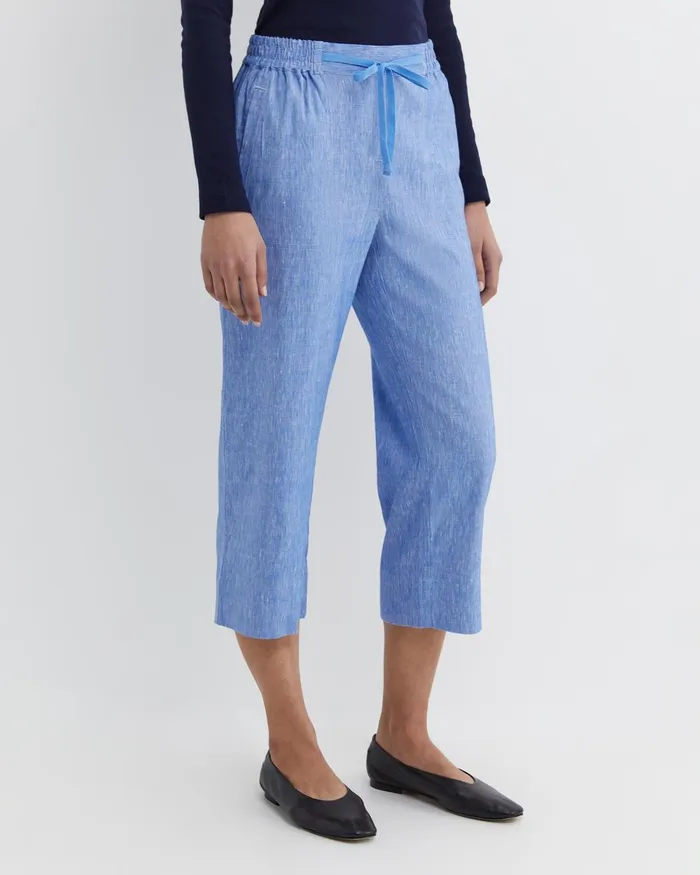 Women Sportscraft Pants Rosa Crop Linen Pant Cerulean