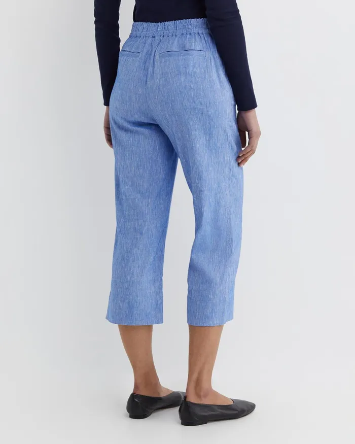 Women Sportscraft Pants Rosa Crop Linen Pant Cerulean