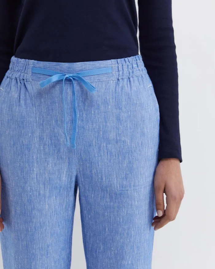 Women Sportscraft Pants Rosa Crop Linen Pant Cerulean
