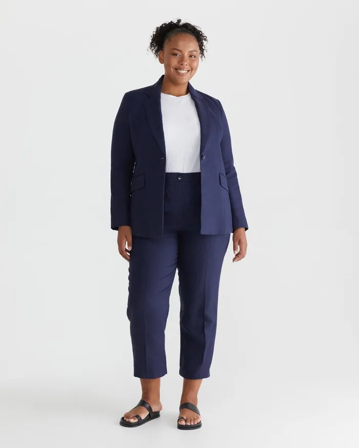 Women Sportscraft Plus Freya Linen Blazer Navy