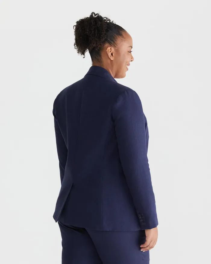Women Sportscraft Plus Freya Linen Blazer Navy