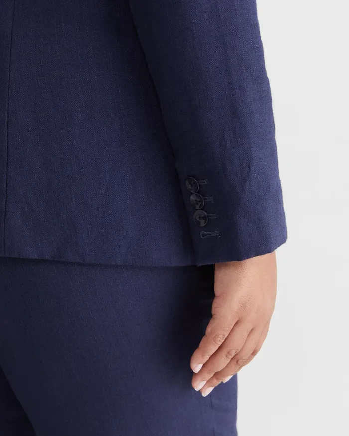Women Sportscraft Plus Freya Linen Blazer Navy