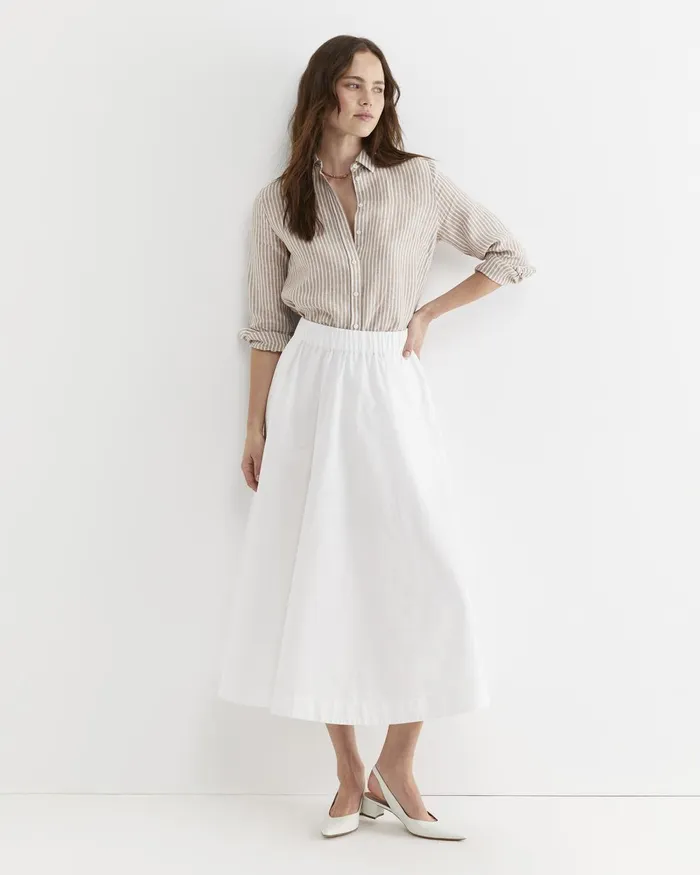 Women Sportscraft Shirts Dahlia Stripe Linen Shirt Tanwhite