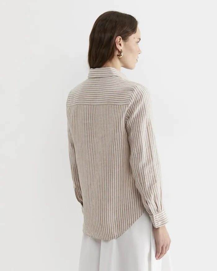 Women Sportscraft Shirts Dahlia Stripe Linen Shirt Tanwhite