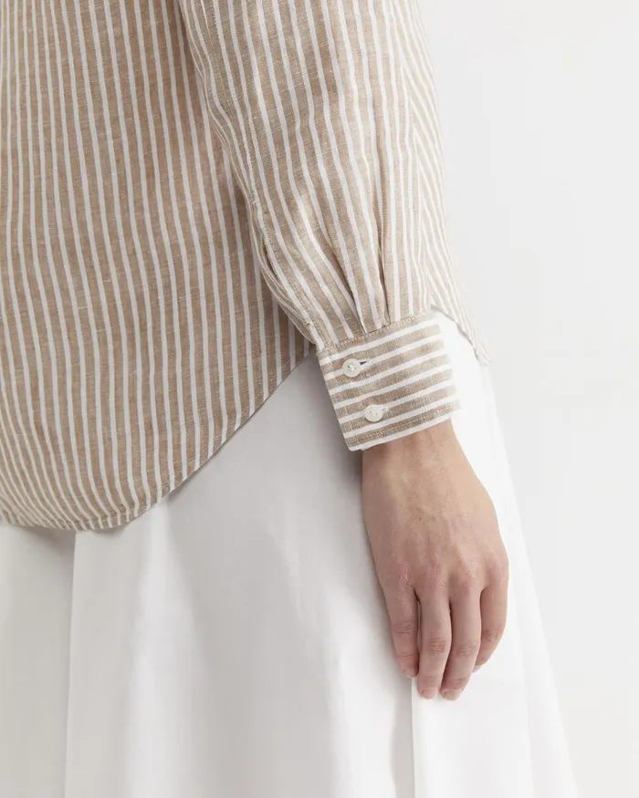 Women Sportscraft Shirts Dahlia Stripe Linen Shirt Tanwhite