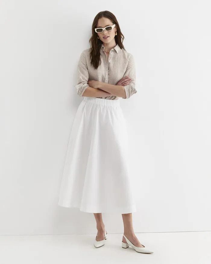 Women Sportscraft Shirts Dahlia Stripe Linen Shirt Tanwhite